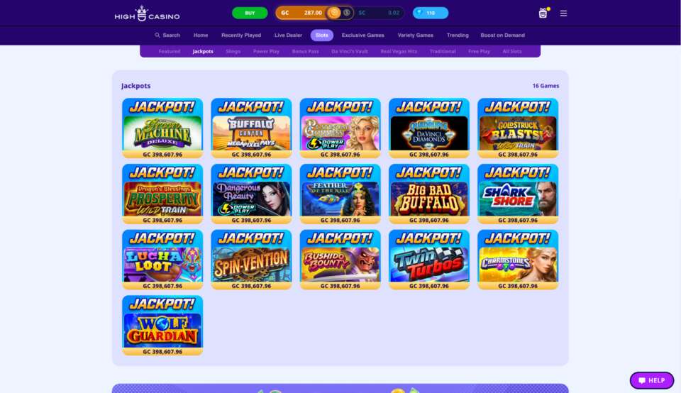 High 5 Casino slot games selection