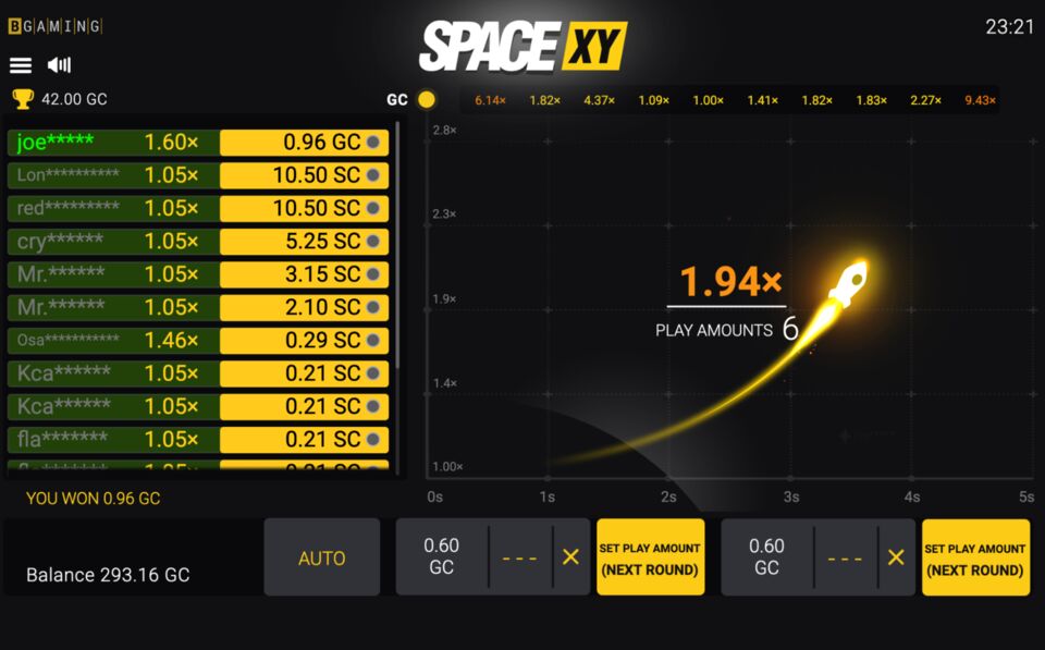 High 5 Space XY Crash Game