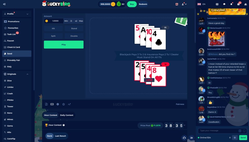 LuckyBird Blackjack table game