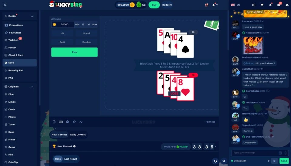 LuckyBird Blackjack table game