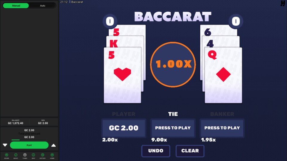 Clubs Casino Baccarat Table Game