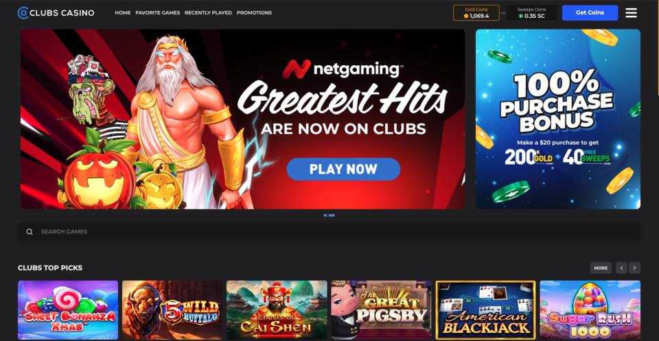 Clubs Casino Homepage