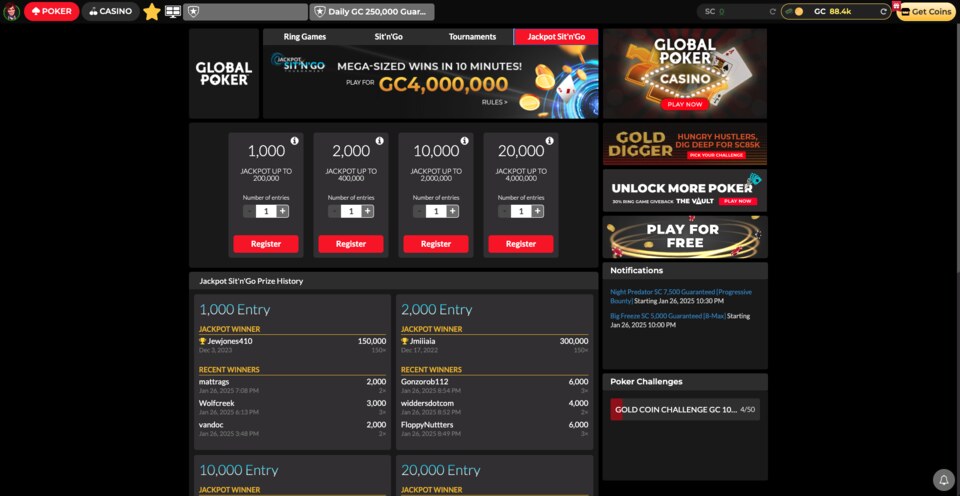 Global Poker Jackpot Sit n' Go