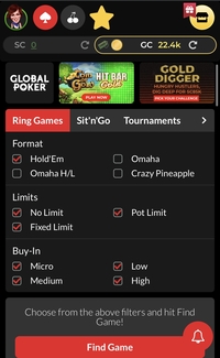 Global Poker Mobile Ring Games