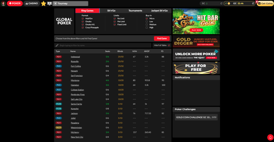 Global Poker Find Game