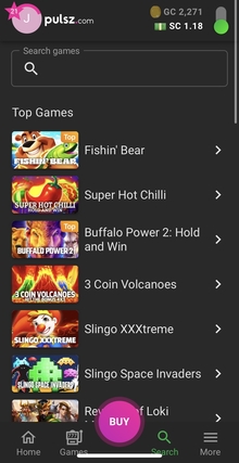 Pulsz Casino Mobile Search