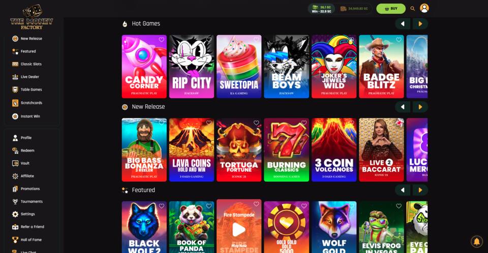 The Money Factory Slot Games Screen