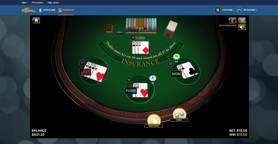 BetRivers.net Blackjack Table Game