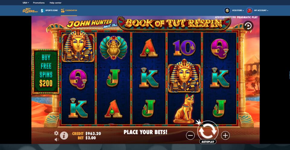 BetRivers.net Casino Book of Tut Slot Game