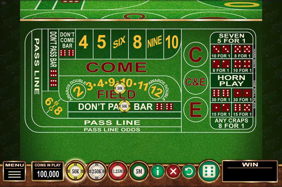Chumba Casino Craps Table