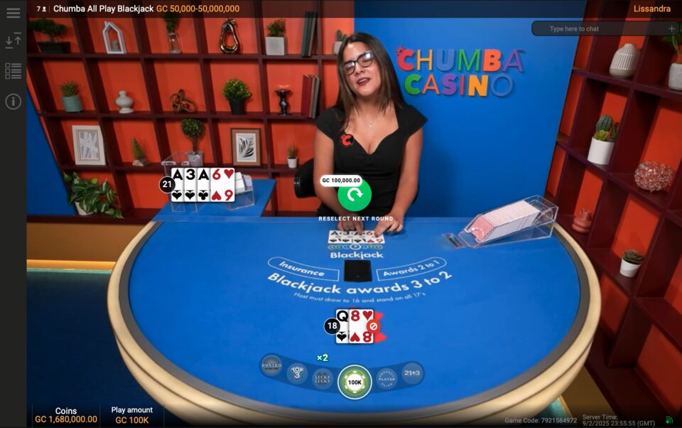 Chumba Casino Live Dealer Blackjack