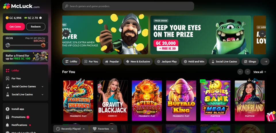 McLuck Casino Homepage