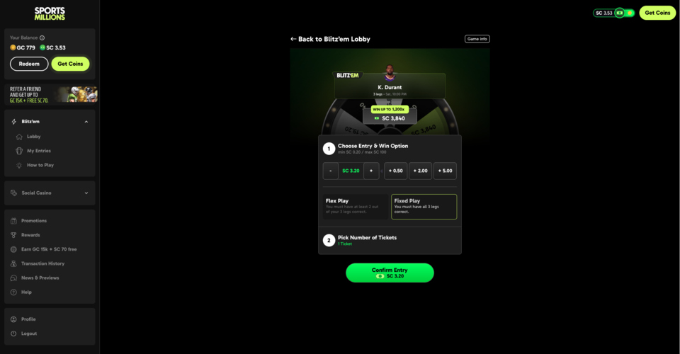 Sports Millions Blitz'em