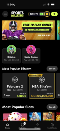 SportsMillions Mobile Homepage