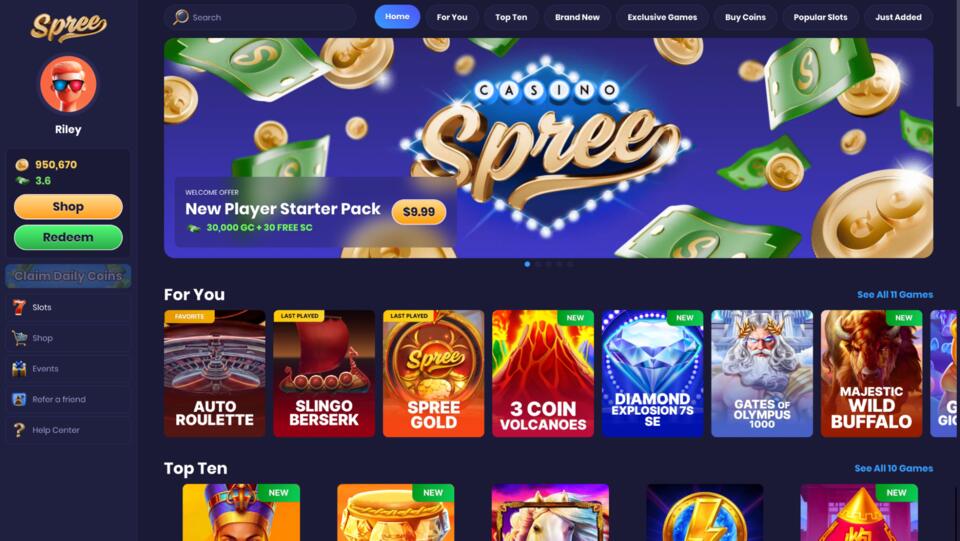 Spree Casino Homepage