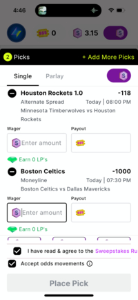 Thrillz Social Sportsbook Parlays