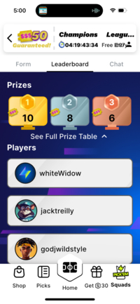 Thrillzz Prize Table