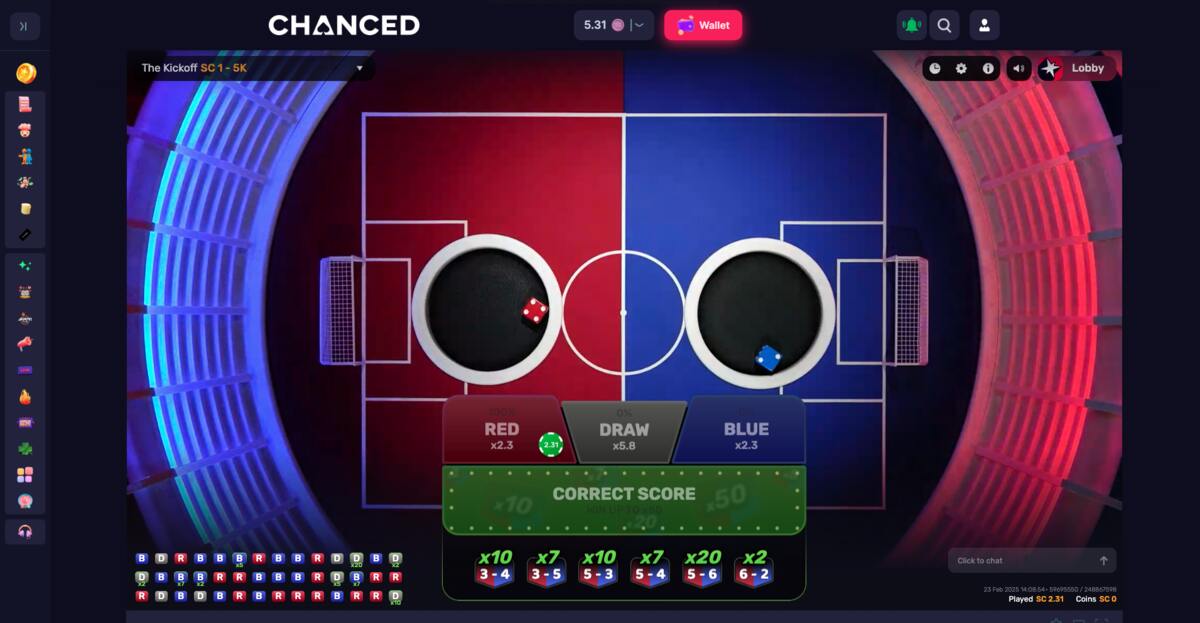 Chanced Casino Kickoff Live Game