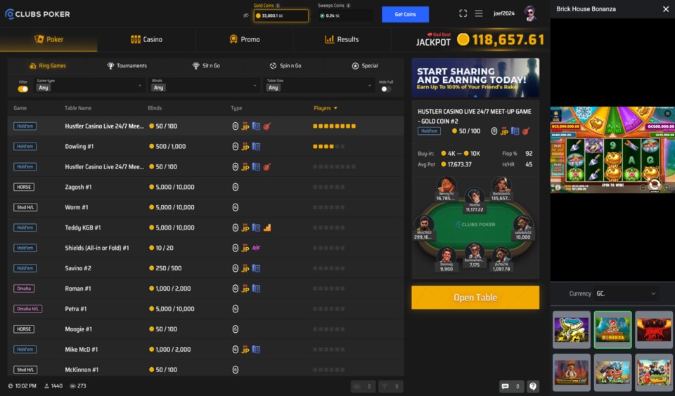 Clubs Poker Ring Games GC