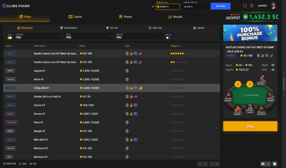 Clubs Poker Ring Games