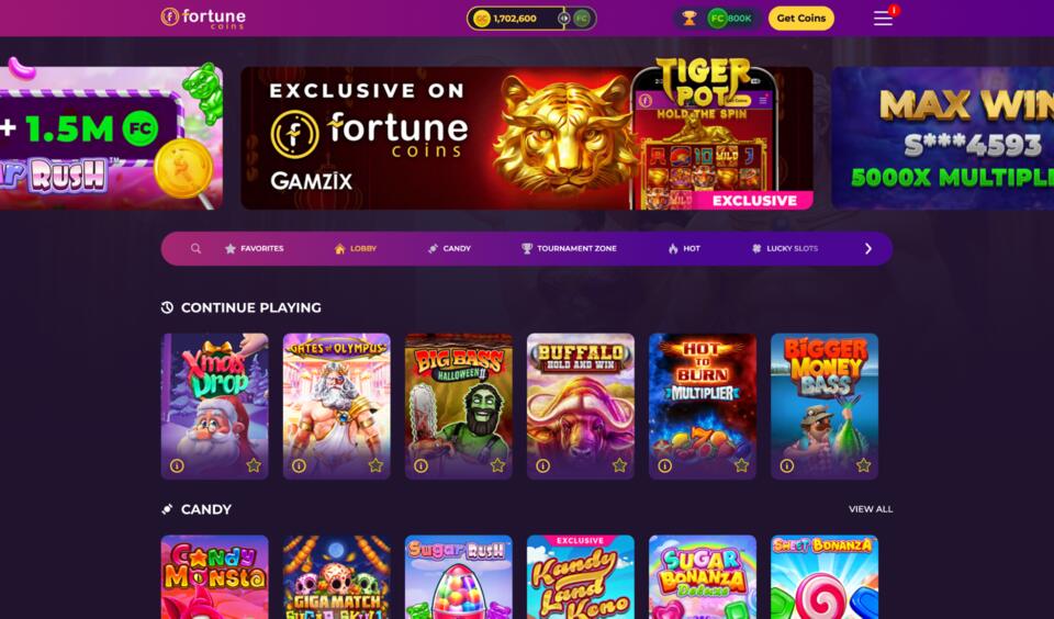 Fortune Coins Homepage