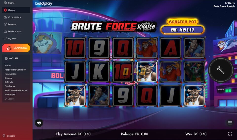 KicKr Sweepstakes Casino Scratch Game Brute Force