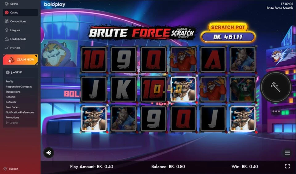 KicKr Sweepstakes Casino Scratch Game Brute Force
