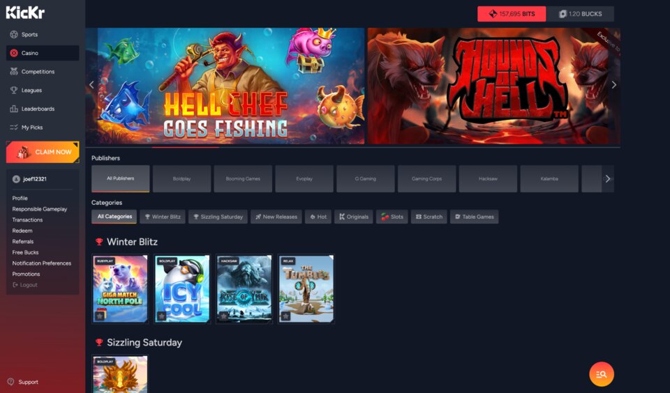 KicKr Casino Homepage