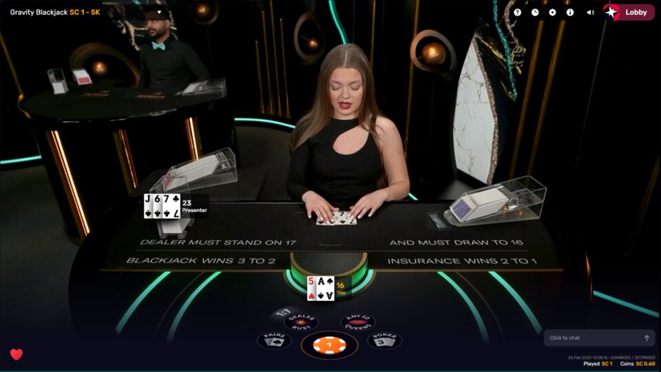 Punt.com live blackjack