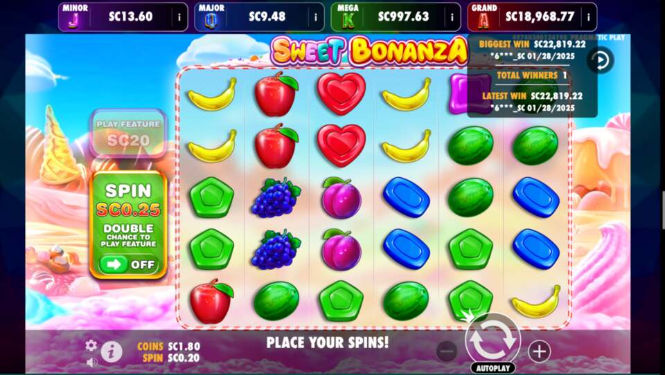 Punt Sweepstakes Casino Sweet Bonanza