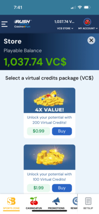 Rush Games Mobile Purchases