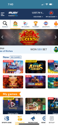 Rush Games Mobile App