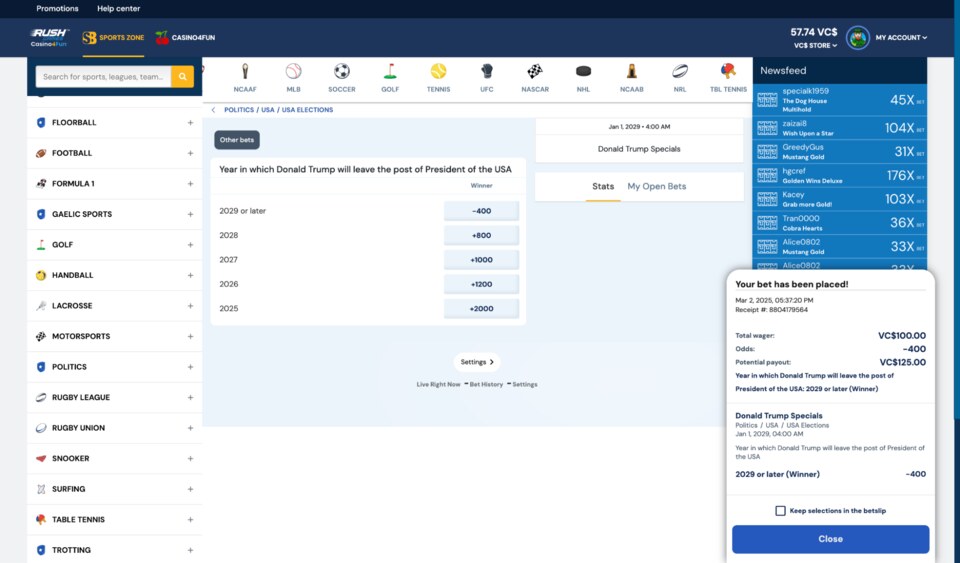 Rush Games President Bet