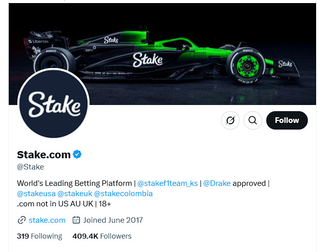 Stake.us Twitter (X) account