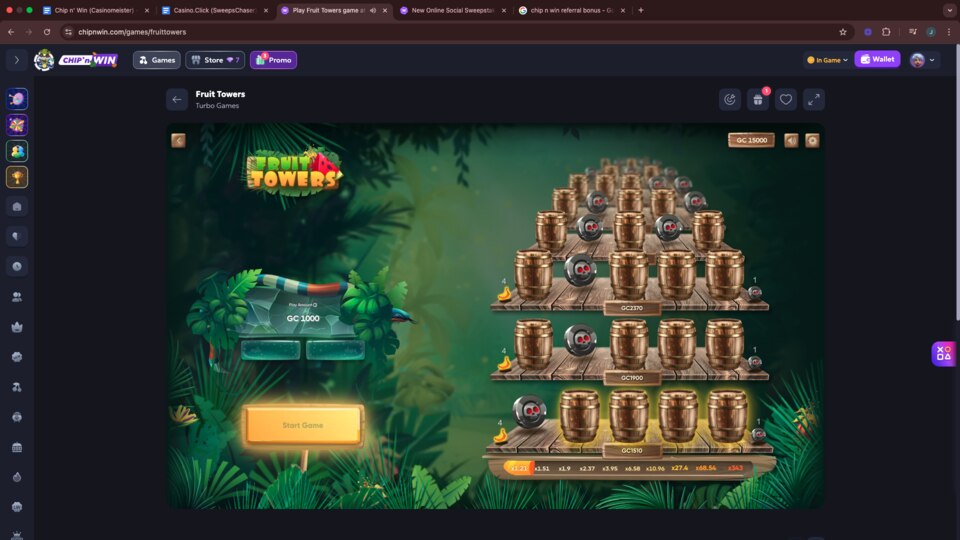 Chip'n Win Fruit Towers Game