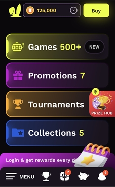 JackpotRabbit Mobile Menu