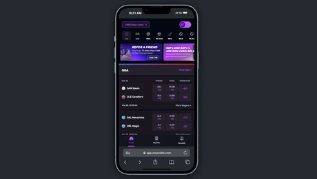 OnyxOdds Main Screen
