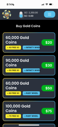Spinfinite Mobile Coins Packages