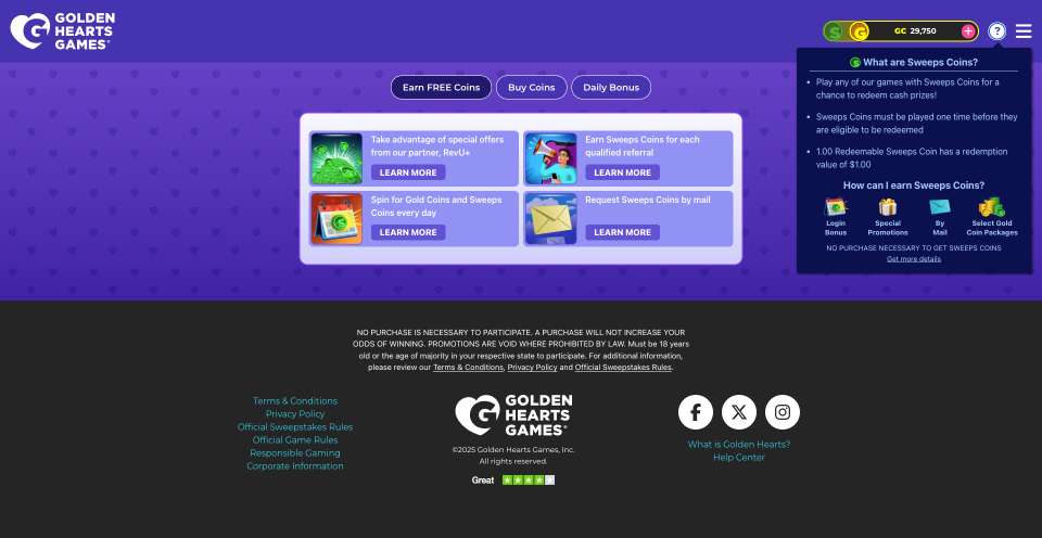 Golden Hearts Games Coins