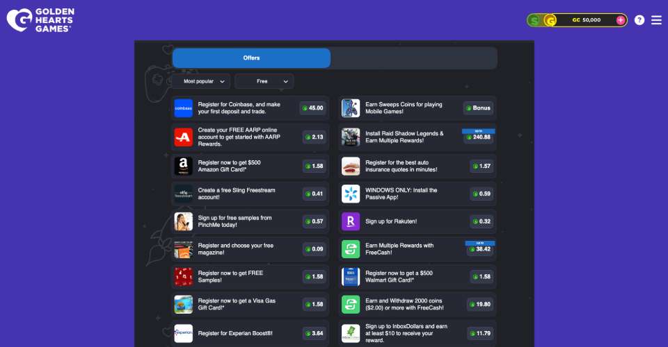 Golden Heart Games Offers