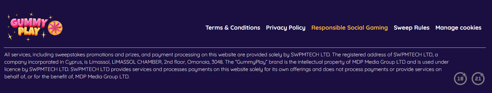 GummyPlay Website Footer