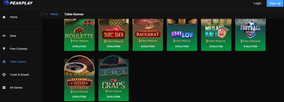 PeakPlay Table Games