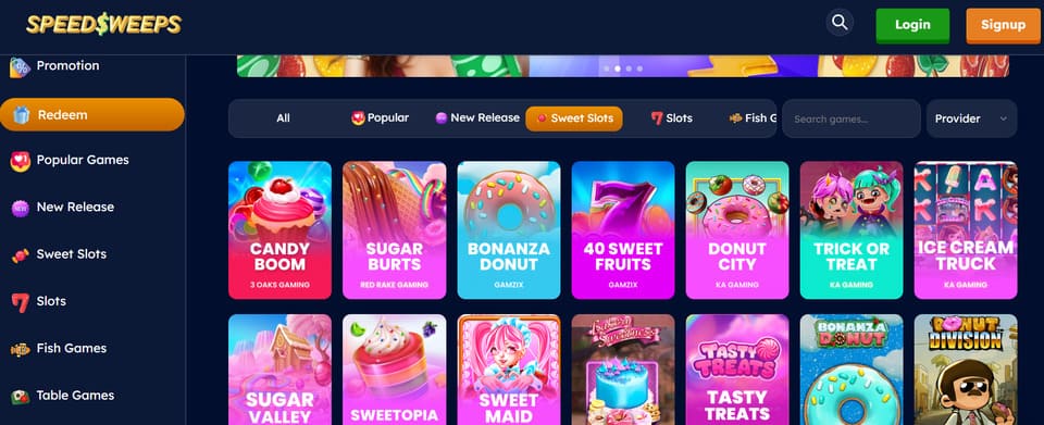 SpeedSweeps Games Selection