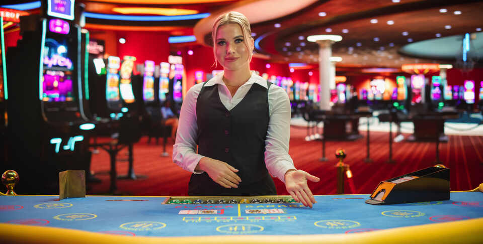 Professional Female Croupier in Casino