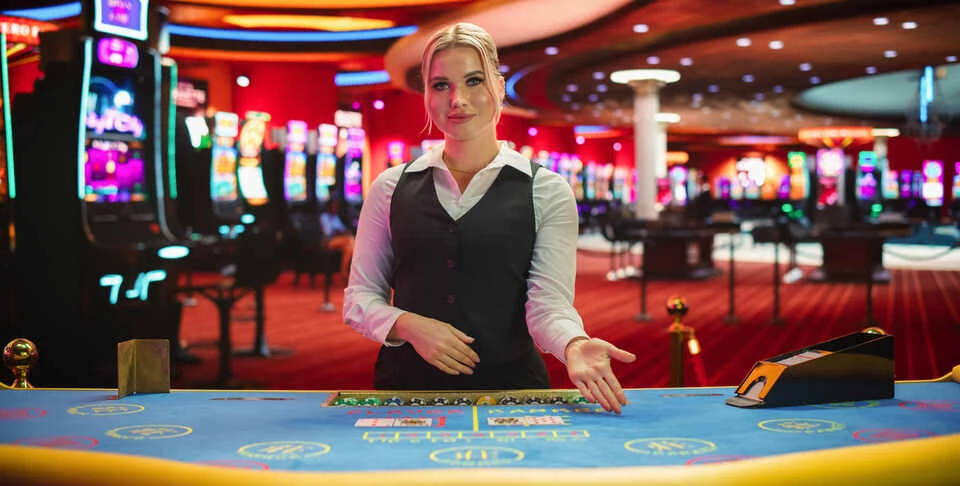 Professional Female Croupier in Casino 