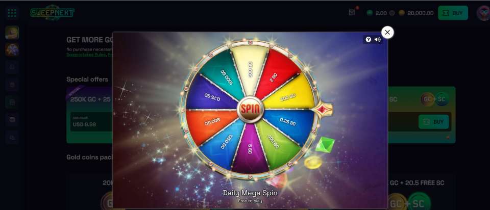 SweepNext Daily Mega Spin Wheel