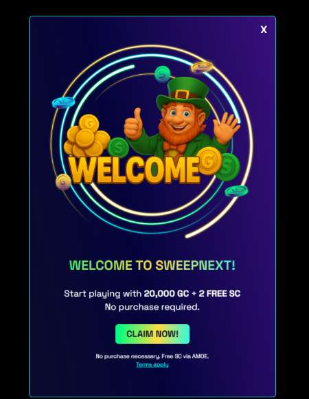 SweepNext Homepage Welcome Screen