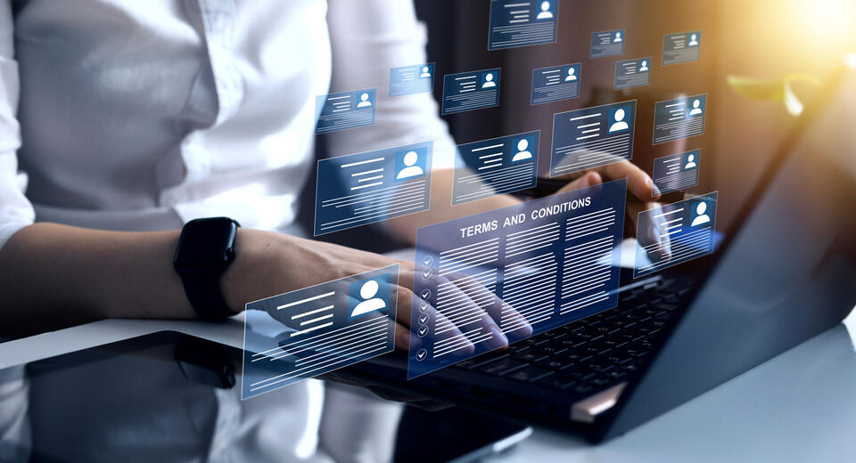 A man examining terms and conditions for a sweepstakes casino