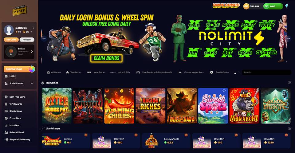 Stackr Casino Homepage