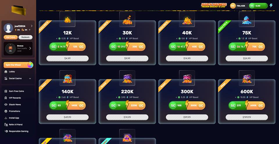 Stackr Casino Purchase Packages